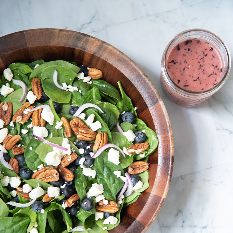 Spinach Salad with Fresh Blueberry Vinaigrette